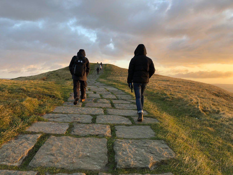 Walking up to Mam Tor to watch a beautiful sunrise in the Peak District