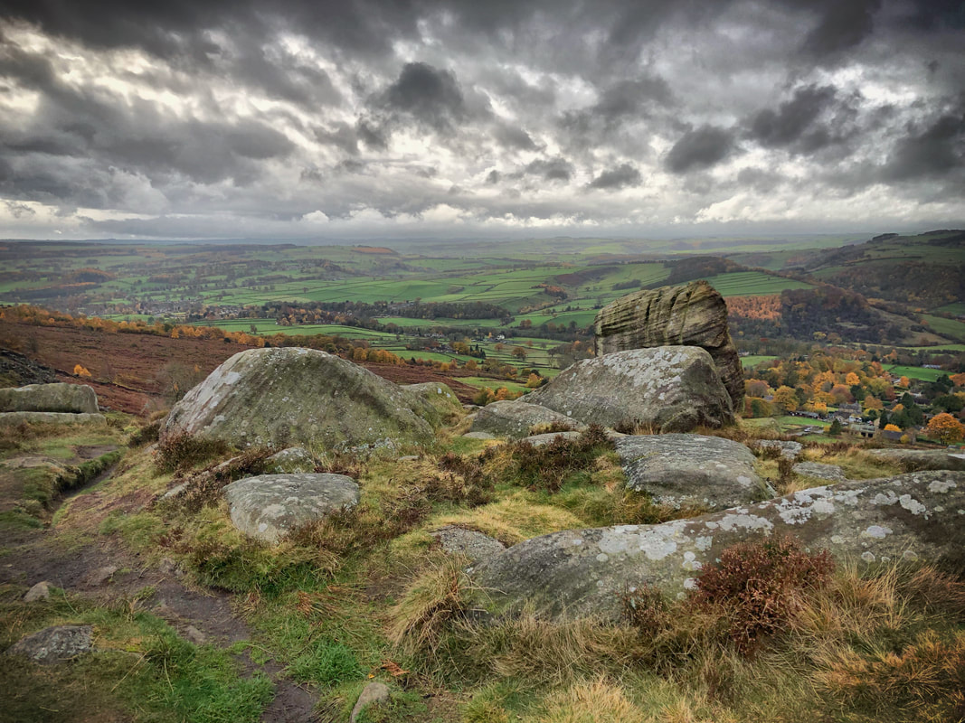 Dramatic sky over Baslow Edge in the Peak District