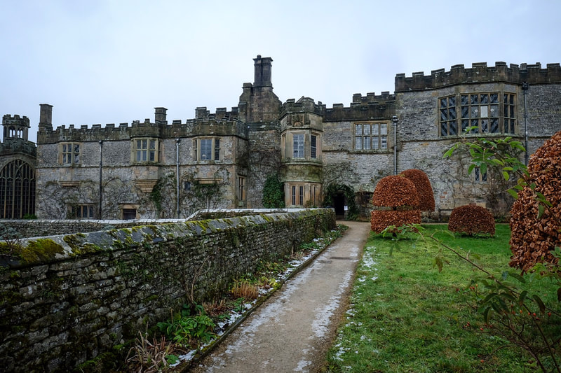 Exterior view of Haddon Hall and gardens
